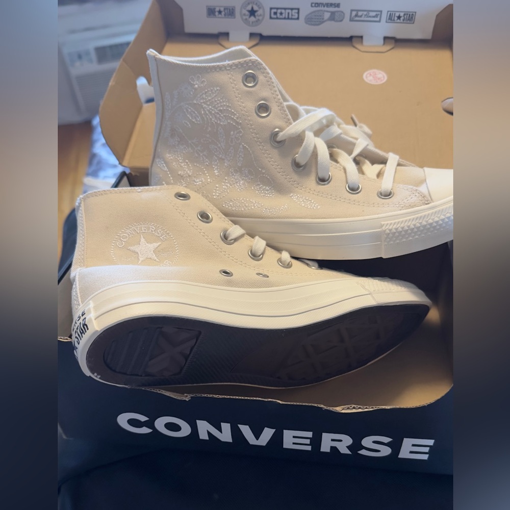 Converse high top embroidered sneakers